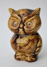 Vintage Pottery Gold Horned Owl