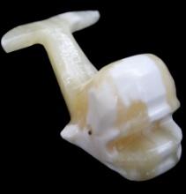 Onyx Whale Paperweight, Decorative Polished Stone Figurine, White W/brown, Size 3.5x2.5x2in, 0.4 Lb