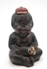Figurine Black Americana Boy Sitting Down With A Ball