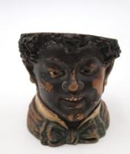 Vintage Americana Tobacco Jar Ashtray Featuring Head With A Bowtie