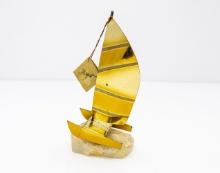 Demott Brutalist Signed Sailboat Ship
