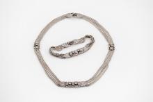 Vintage Sterling Silver 925 Bracelet And Necklace Multistrand Set