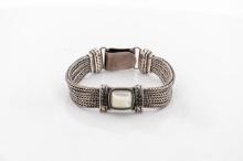 Sterling Silver Bracelet With Mother Of Pearl Stone