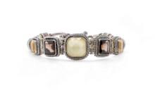 Artisan Sterling Silver Bracelet Quartz, Citrine & Mother Of Pearl