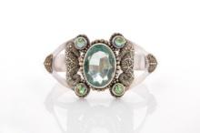 Cuff Bracelet Oval-cut Light Blue Gemstone