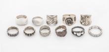 Set Of 11 Sterling Silver Rings Multiple Designs