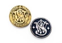 Smith & Wesson Set Of 2 Belt Buckles Vintage Blue Rare & Gold Rare