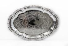 Vintage Oval Tray, Silver-colored