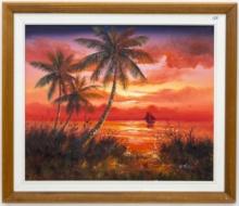 Oil On Canvas Painting, Florida Artist W. Riley