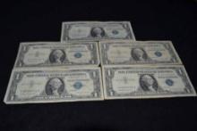 (5) 1957b $1 Silver Certificates