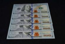 (5) $100 Star Notes In Sequence