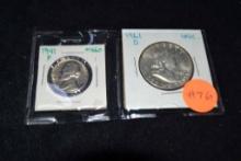 (2) Uncirculated Coins, 1941p Jefferson Nickel & 1961d Franklin Half