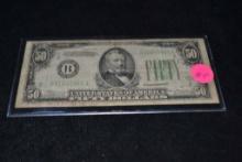 1934 $50 Vintage Large Bill "no Motto"