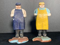 Two Carved Polychrome Folk Art Figures