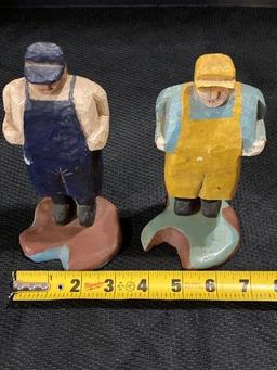 Two Carved Polychrome Folk Art Figures