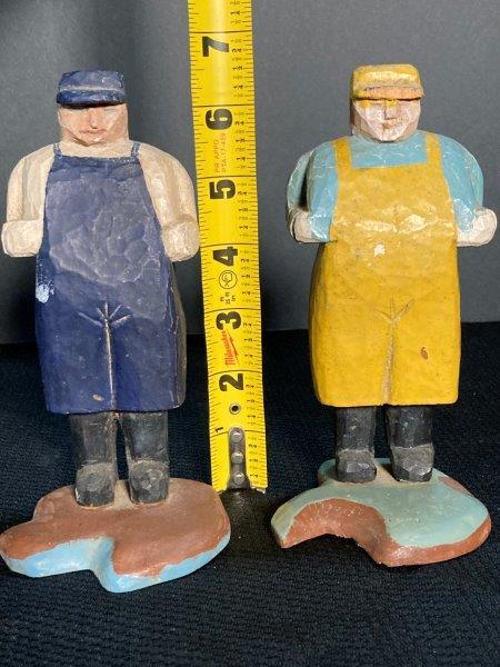 Two Carved Polychrome Folk Art Figures
