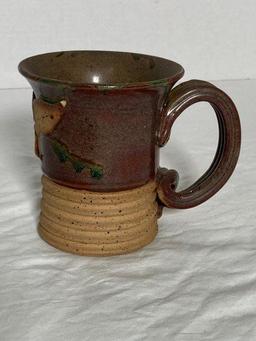 Studio Pottery Mug With Leaves ARTIST SIGNED