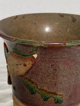Studio Pottery Mug With Leaves ARTIST SIGNED