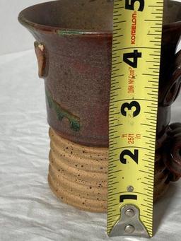 Studio Pottery Mug With Leaves ARTIST SIGNED