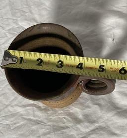 Studio Pottery Mug With Leaves ARTIST SIGNED