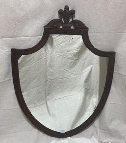 Antique Carved Shield Mirror