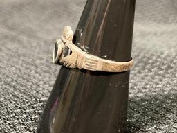 Sterling Silver Onyx Claddagh Ring Size 8