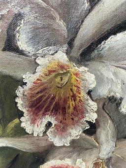 Still Life Oil On Canvas White Orchids