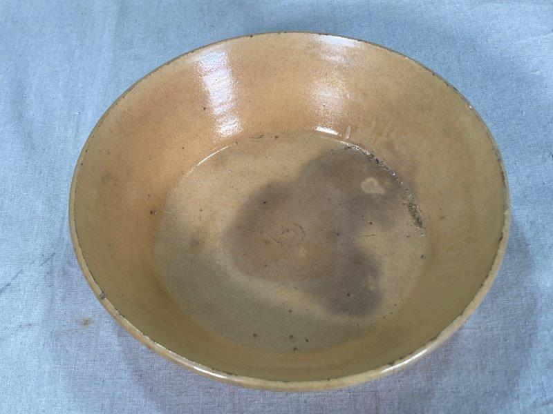 Yellow Ware Nappy Bowl with Eggs