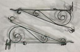 Pair of Painted Iron Architectural Brackets with Scrollwork