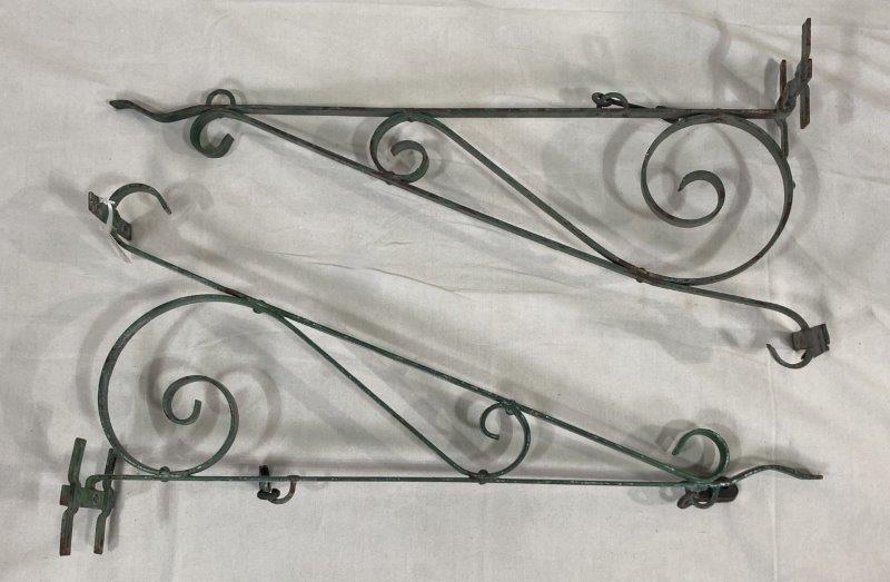 Pair of Painted Iron Architectural Brackets with Scrollwork