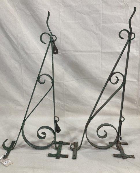 Pair of Painted Iron Architectural Brackets with Scrollwork