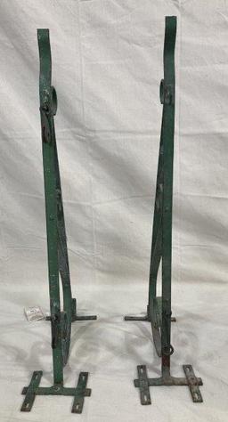 Pair of Painted Iron Architectural Brackets with Scrollwork
