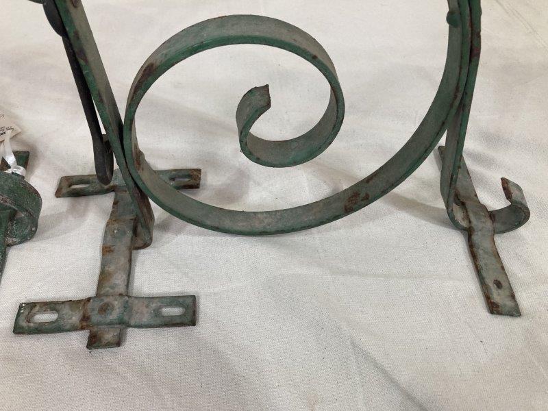 Pair of Painted Iron Architectural Brackets with Scrollwork