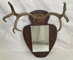 Large Mounted Antler Rack with Mirror