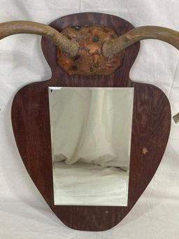 Large Mounted Antler Rack with Mirror