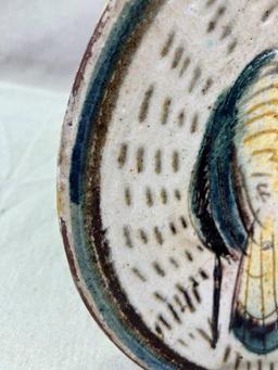 Henry Varnum Poor Faience Earthenware Plate with Turkey and Foliage