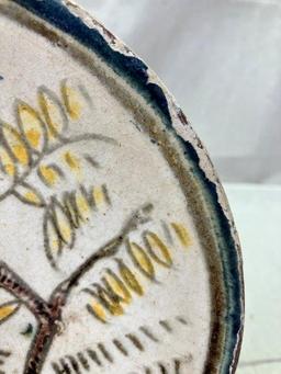 Henry Varnum Poor Faience Earthenware Plate with Turkey and Foliage