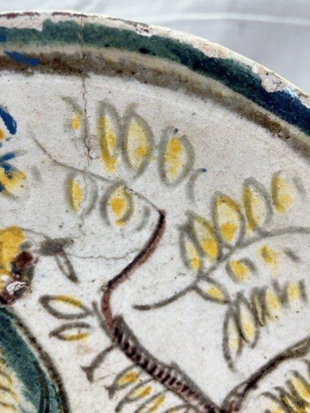 Henry Varnum Poor Faience Earthenware Plate with Turkey and Foliage