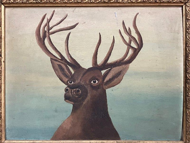 Folk Art Painting of a Stag