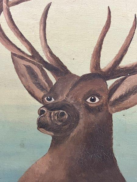 Folk Art Painting of a Stag