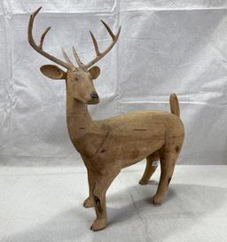 Carved Folk Art Buck with Applied Antlers