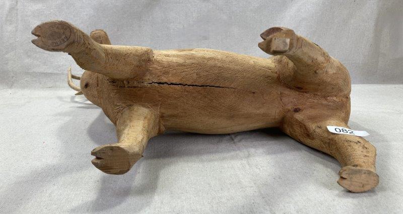 Carved Folk Art Buck with Applied Antlers