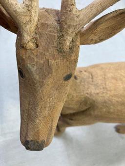 Carved Folk Art Buck with Applied Antlers