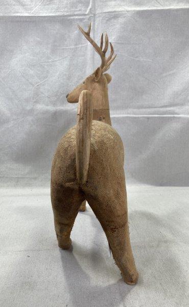 Carved Folk Art Buck with Applied Antlers