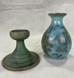 Shearwater Pottery Vase and Candlestick