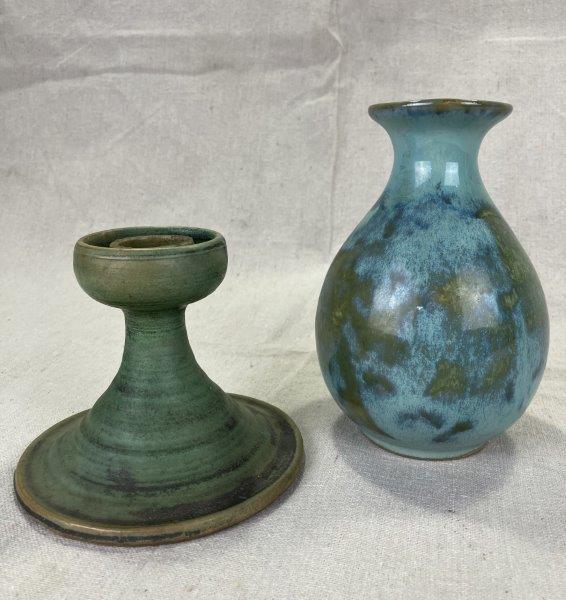 Shearwater Pottery Vase and Candlestick