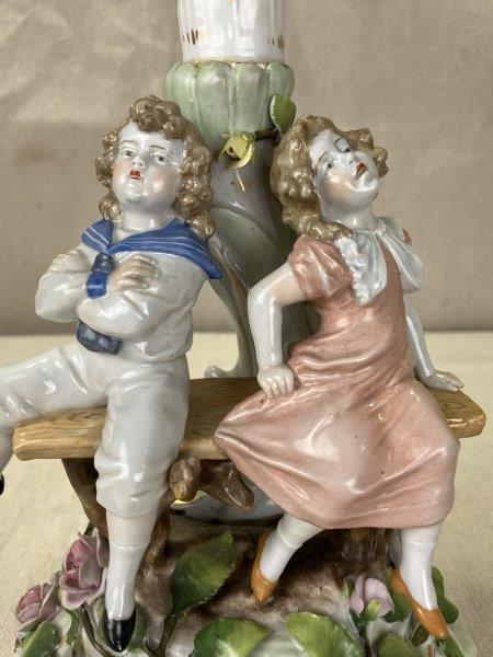 Dresden Style Porcelain Figural Compote Centerpiece