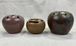 Group of Three W.J. Gordy Art Pottery Flower Frogs