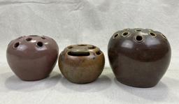 Group of Three W.J. Gordy Art Pottery Flower Frogs