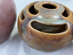 Group of Three W.J. Gordy Art Pottery Flower Frogs